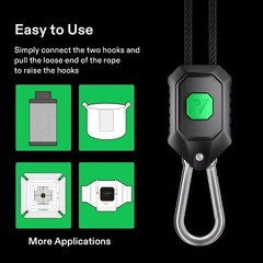 VIVOSUN 1/2/6 Pair 1/8″ Grow Light Rope Hanger Ratchet Reflector Clip 150lbs