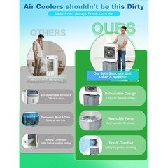 3-in-1 Portable Evaporative Air Cooler 32L Water Tank 3-Speed Swamp Cooler Fan