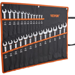 25PC Metric Combination Wrench Set 6–32mm Carbon Steel w/ Roll-Up Pouch