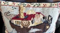 Noah’s Ark Needlepoint Pillow 9″ x 14″ 40 days & 40 Nights Throw Nursery Bible
