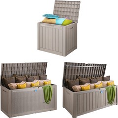 VEVOR Deck Box Indoor Outdoor Storage Box 31/100/120 Gal Resin for Cushions Toys