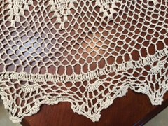 Round Handmade Crochet Lace Tablecloth COLOR BEIGE 100 % COTTON –