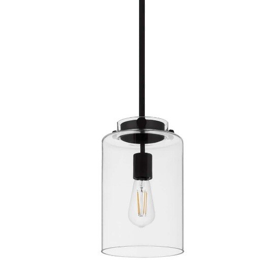 Hampton Bay Mullins 6.75 in. 1-Light Coal Mini Pendant Hanging Light