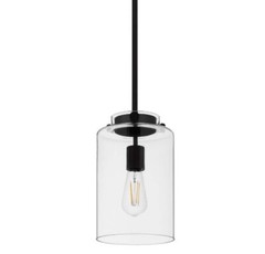 Hampton Bay Mullins 6.75 in. 1-Light Coal Mini Pendant Hanging Light