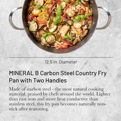 De Buyer Mineral B Element Country Frying Pan with 2 Handles, 12.5 inch, Silver
