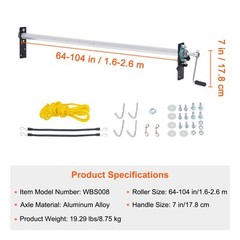 Dump Truck Trailer Hand Crank Manual Pull Tarp Roller Kit 64″ to 104″ Wide