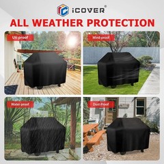58 Inch Waterproof BBQ Gas Grill Cover Fit For Weber, Char-Broil, Nexgrill Black