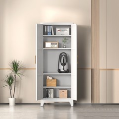Freestanding Kitchen Pantry Storage Cabinet 3 Adjustable Shelves Metal Cupboards