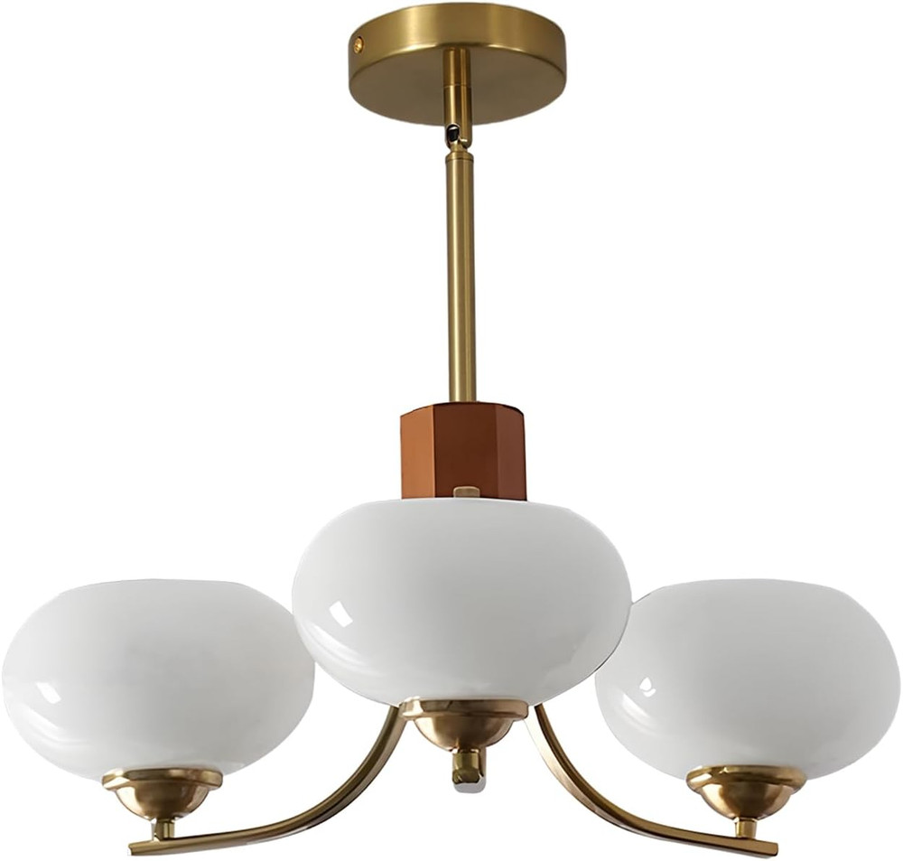 Brushed Brass 3-Head Globe Chandelier – Adjustable Industrial Ceiling Light