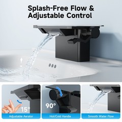 4-Inch Matte Black Dual-Handle Vessel Sink Faucet with Shelf