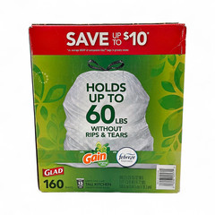 Glad ForceFlex StrengthGuard Tall Kitchen Trash Bags 160-Count – White