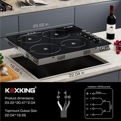 24in Electric Ceramic Cooktop 4 Burners,8 Power Levels, Residual Heat Indicator