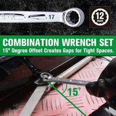 Tools USA 16 Piece, 12 Point, SAE & Metric Chrome Combination Wrench Set | SK013
