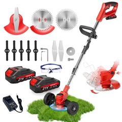 Electric Cordless Grass String Trimmer Lawn Edger Weed Wacker Cutter + 2 Battery