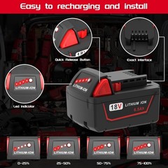NEW 2 Pack 6.5AH For Milwauk 18V 6.0Ah Battery M18 XC 6.0 48-11-1860 48-11-1850