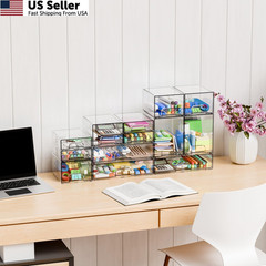 Yieach 4 Pack Clear Stackable Storage Drawers,4.4” 4 PCS, Clear-4.4 In Tall