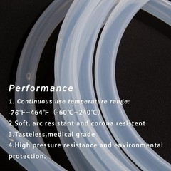 Quickun Pure Silicone Tubing, 3mm ID x 5mm OD High Temp Food Grade Tube Pure Sil