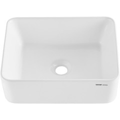 VEVOR Modern Ceramic Vessel Sink 16″ x 12″ Bathroom Vanity Bowl Countertop White
