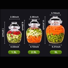 Haeljard 1.5L Glass Jar with Lid Fermentation Jar, 1.5L/16x20cm, Clear