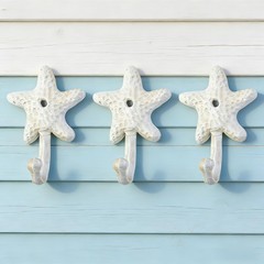 3Pack Cast Iron Starfish Coat Hooks 4.2in Decorative Wall Hooks Nautical Deco…