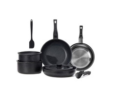Gianna 12 Pcs Nonstick Cookware Set Detachable Handle Pots Pans Kitchen Black Wh