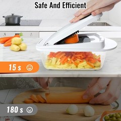 8 Blade All-in-1 Vegetable Chopper Mandoline Slicer with Container, Food Chopper