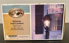 Hampton Bay Exterior Post Lantern Black Finish 240369 6in W x 15.5in H *NEW*