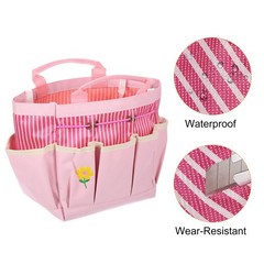 Garden Tool Bag 17cm x 10cm x 24.5cm Oxford with Pockets, Pink