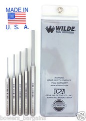 Wilde Tool 5pc Pin Punch Set MADE IN USA 3/32 – 1/4” Inch Professional Quality