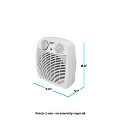 Comfort Zone Portable Fan-Forced Indoor Space Heater with Tip-Over Switch, White