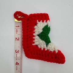 Vtg Handmade Crochet Christmas Ornaments LOT of 4 Santa Stocking Holiday Decor