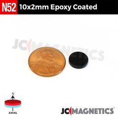 10mm x 2mm Epoxy Coated Super Strong N52 Rare Earth Neodymium Magnet Disc 10x2mm