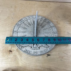 VTG 9” Sundial “I Count None But Sunny Hours” Winged Hourglass Garden Patina