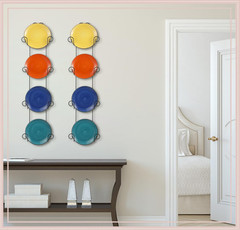 Menkxi Set of 2 Plate Rack for Wall Vertical 4 Tier Metal Wall Plate Holder Disp