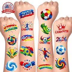 45 Pcs Soccer Tattoos for Kids, Teens, Adults – World Cup 2026 Merchandise, Worl