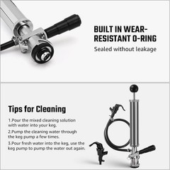 8” Keg Tap Beer Keg Party Pump, D System Beer Taps for Kegs, Kegerator Stainless