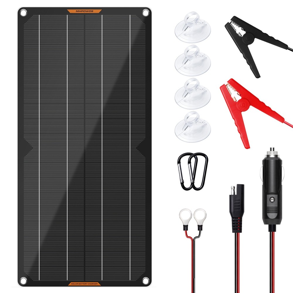10W Solar Panel 12V Trickle Charger Battery Charger Kit Maintainer Boat Car RV