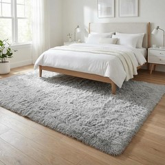 Soft and Cozy 5′ x 8′ Fluffy Area Rug – Stylish Modern Grey Decor for Any Room