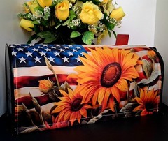 Magnetic Patriotic Flag Sunflower Mailbox Cover – July 4th/anytime ( 21″ x 18″)
