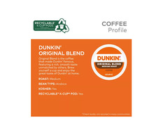 Dunkin’ Original Blend Coffee Keurig K-Cup Pods, Medium Roast, 88 Ct.