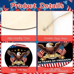 250 Anniversary American Door Sign 4th of July US 250 Years of Freedom 1776-2026