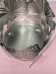 Sonoma for Life Flower Decor Candle Holder Silver and Pink Accent 4.25 In Wide