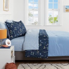 5pc Twin Extra Long Floral Printed Microfiber Reversible Comforter & Sheets Set