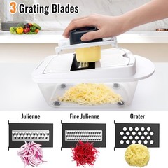8 Blade All-in-1 Vegetable Chopper Mandoline Slicer with Container, Food Chop…