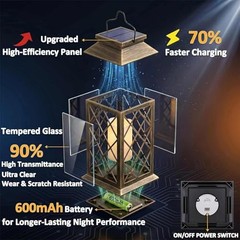 Solar Lanterns Outdoor Waterproof, Flickering Candles Bronze*2, 4.2*4.2*8.7in