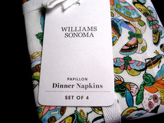 WILLIAMS SONOMA PAPILLON BUTTERFLY NAPKINS SET OF FOUR 85 COTTON 15 LINEN NWTAGS