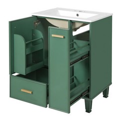 Bathroom Vanity with/Sink Solid Wood Frame Storage Cabinet w/Door Shelf, Drawer