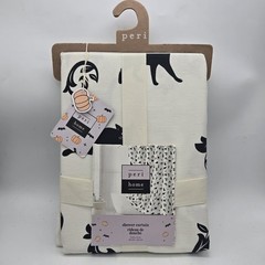 Peri Home Shower Curtain Whispering Cats Halloween Black & White 72 x 72 Anytime