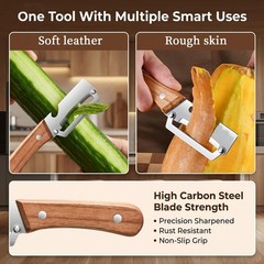 1-3PCS Stainless Steel Peeler with Wooden Handle – Fruit & Vegetable Slicer-NEW