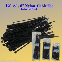 6″ 8″ 12″ Industrial Grade Nylon 66 50Lbs Cable Tie Black Zip Strap UL 100 1000